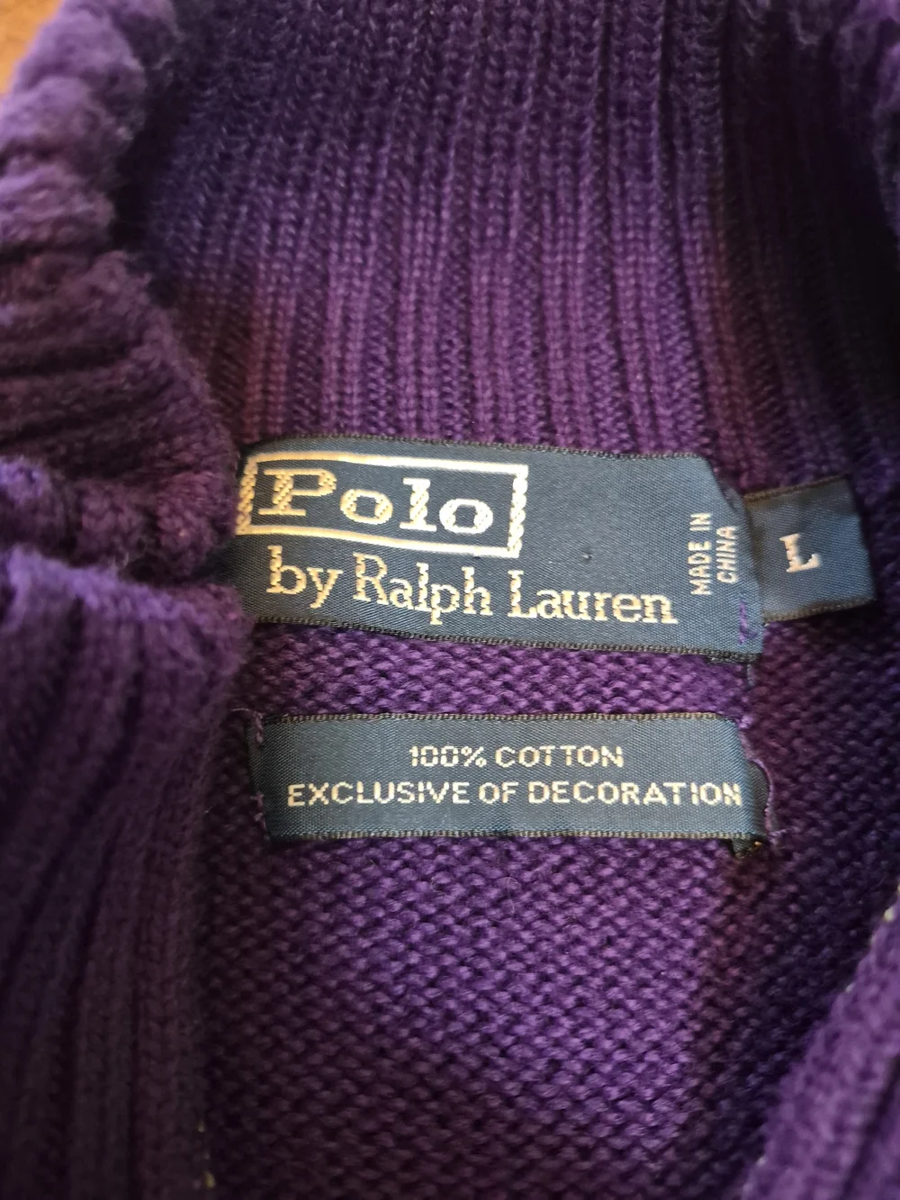 Men's Purple Quarter -Zip Sweater - Polo by Ralph Lauren Size Large